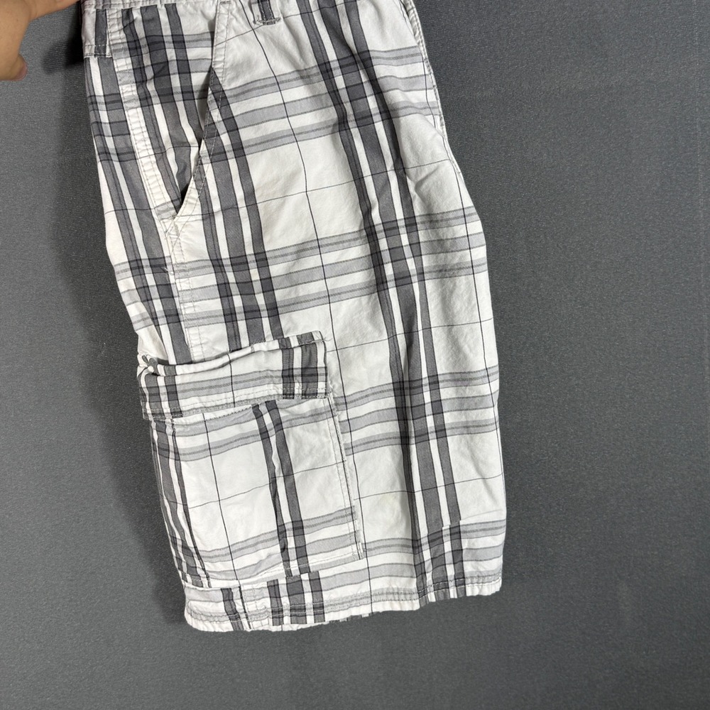 Wrangler Cargo Shorts Mens 34 White Plaid 60CMW1R Casual Cotton Utility Pocket - Picture 5 of 8